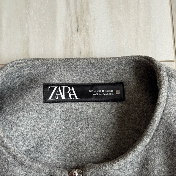 Zara Gray Soft Bomber Jacket, Size Medium - Picture 5 of 9